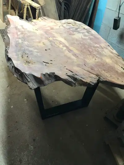 Live edge custom table with custom metal legs, View more