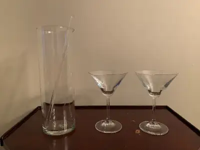 Martini Glasses with Mixing Glass and Stirrer, View more
