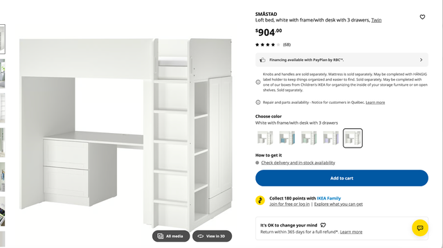 IKEA SMÅSTAD Loft Bed