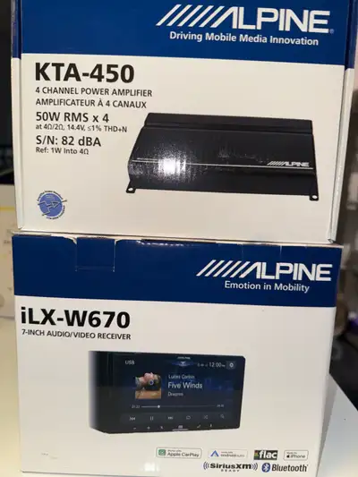 Alpine iLX-W670 7” Audio/Video Reciever & KTA-450 4-Ch. NEW, View more