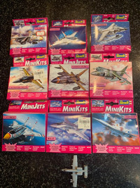 REVELL MINJETS - (Tiny Model Kits) Lot of 9 & 1 loose 1999-
