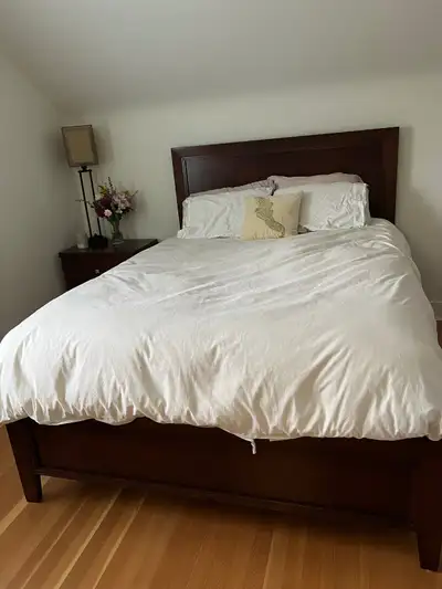 Queen bedroom set: solid wood and box spring, View more