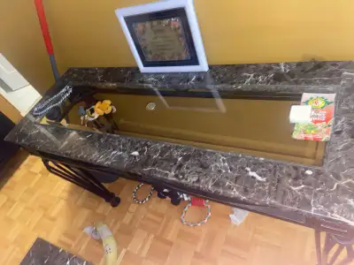 beautiful glass/marble table 15 years old mint condition, View more
