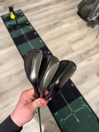 Black Vokey Wedges - 56 12 D - Vokey Wedge Flex shaft, MCC White Midsize grip - $120 - 48 10F - Voke...