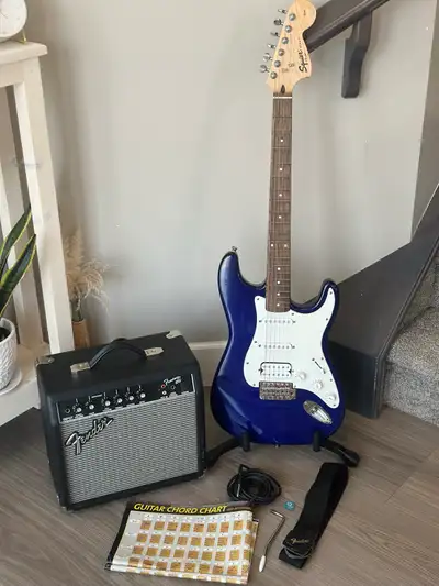  Squier Strat by Fender guitar with amp– Complete Starter, View more