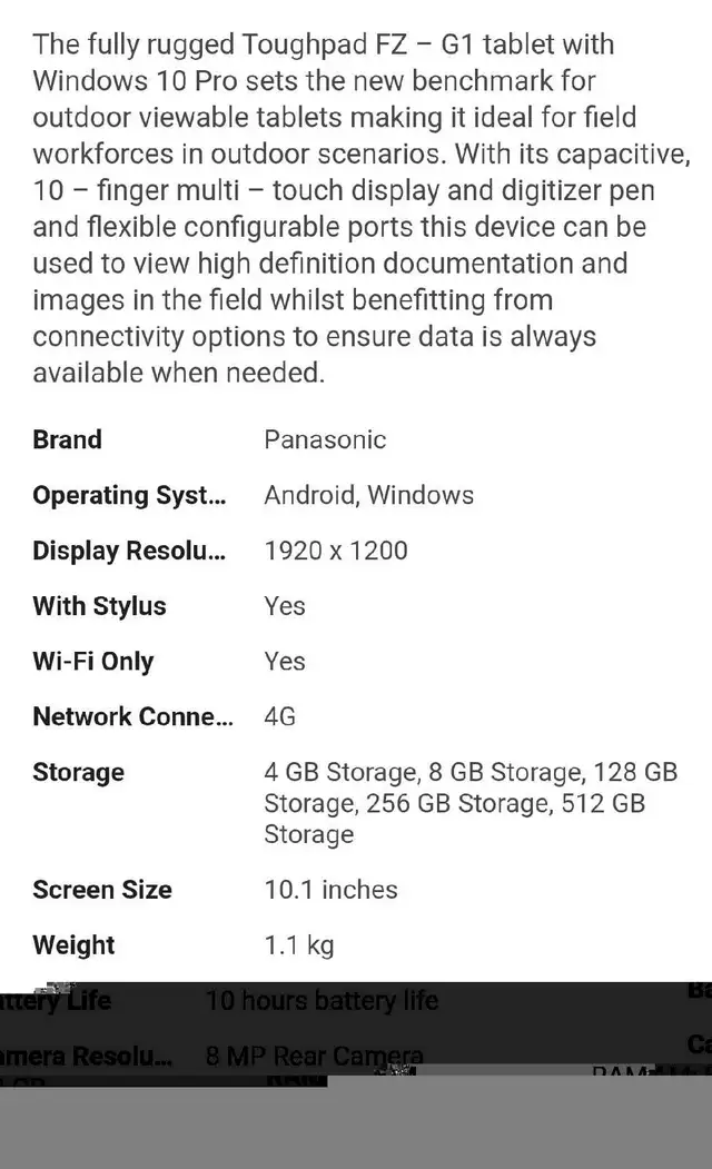 Panasonic Toughpad63992701380994122