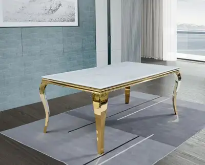 Modern Home Marble Dining Table with Metal Legs, View more