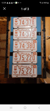 "NEW" 1973 PEI License Plates, 9 Available