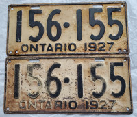1927 Ontario License Plate Pair