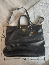 Prada Patent Leather Tote with Shoulder Strap 