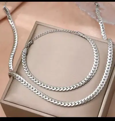 New stainless steel necklace and bracelet set, View more