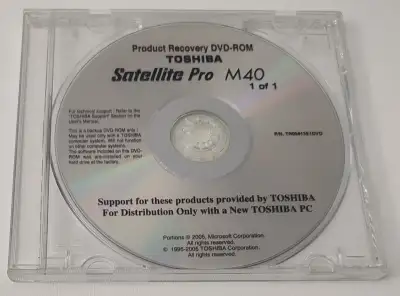 TOSHIBA SATELLITE PRO M40 RECOVERY DVD WINDOWS XP PRO SP2 ENG, View more