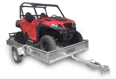 Aluminum utility trailer that easily folds for compact storage. Canadian made Apogee Apapt-X is a 4”...