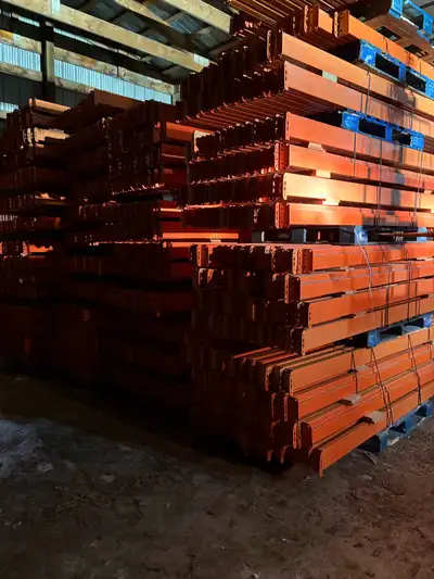 Have 8 foot heavy duty Interlake style tear drop beams for sale Like new condition