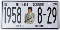 Michael Jackson Memorabilia Embossed License Plate, MJ Metal