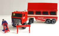 1987 Remco Coca-Cola Truck & Trailer w/ 4 Red Crate & Bottles