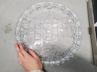 Vintage Japan Crystal Glass Plate Round Cake Food Tableware Frui