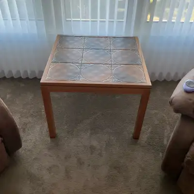 TEAK COFFEE TABLES WITH TILED TOPS, View more