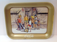 COCA - COLA " MEETING AT THE STORE " METAL SERVING TRAY (1985)