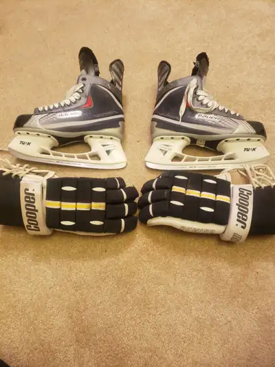 BAUER size 11 men ice skates and Cooper hockey gloves, View more