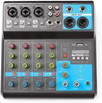 Professional 5 channel Audio Interface Mic Preamps 48V Mixer