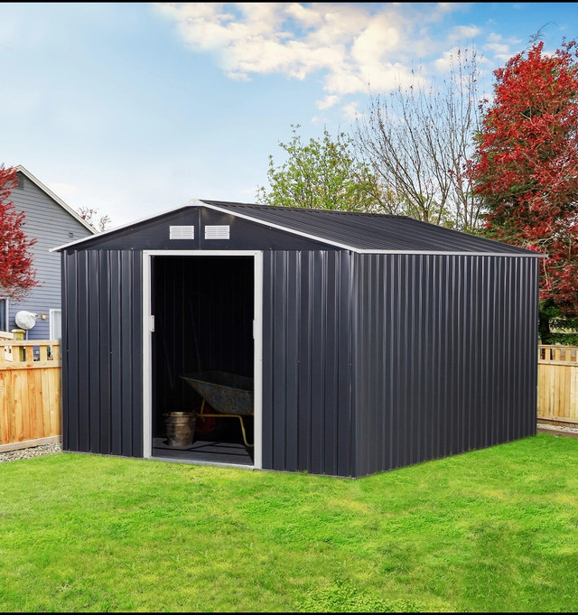 11' x 13' Backyard Garden Storage Tool Shed Double Sliding door in Outdoor Tools & Storage in Kawartha Lakes - Image 3