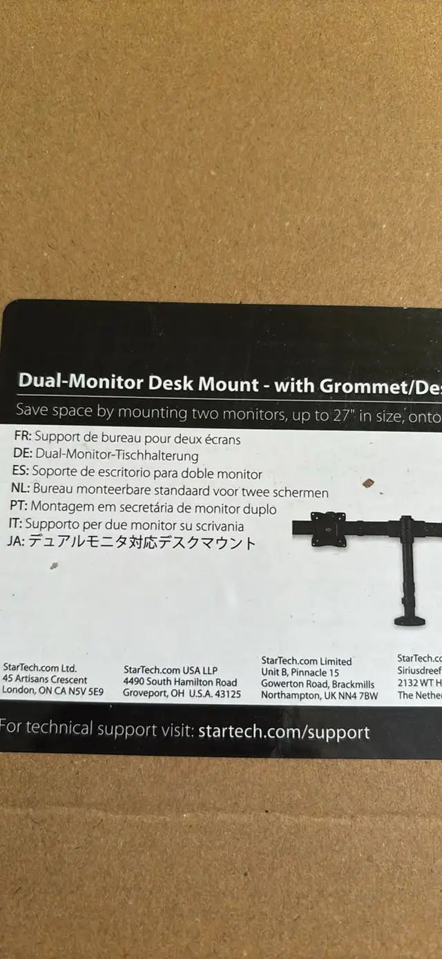 StarTech Desk  Dual Monitor Arm -  with Grommet desk -clamp  in Monitors in Cambridge - Image 7