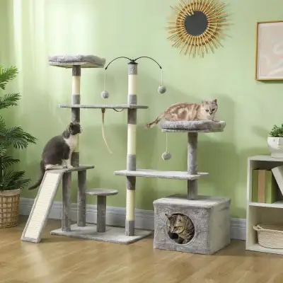 53" Cat Tree, Cat Tower with Scratching Posts, Cat Condo, Beds,, View more