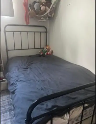 Black metal twin bed, View more