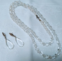 Vintage Crystal Glass Necklace with matching Earring