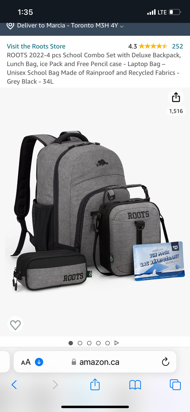 Roots Backpack, Lunchbag, Ice pack and Pencilcase | Kids & Youth | City of  Toronto | Kijiji