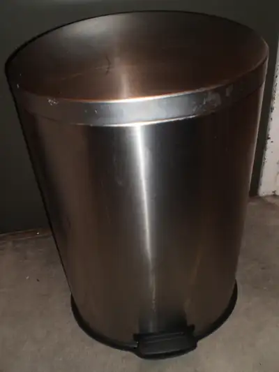 LARGE Stainless Steel Foot-Pedal Garbage Storage Container with FREE BONUS Working Foot-Pedal, with...