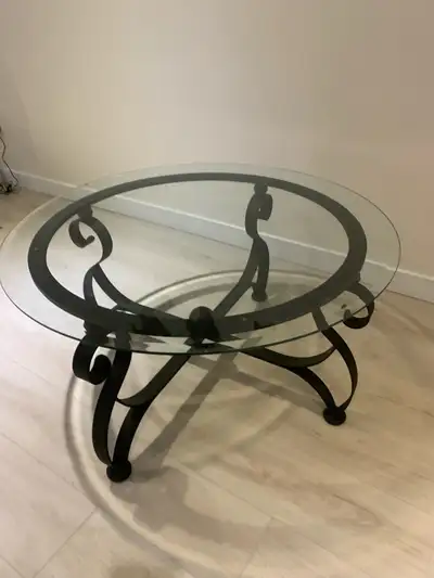 Cute round glass coffee table 35 inches , View more