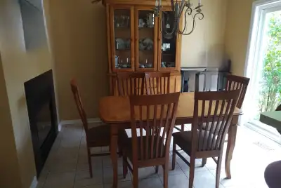 Dining Room Set: Table, Chairs (6) Buffet/Hutch - Hardwood, View more