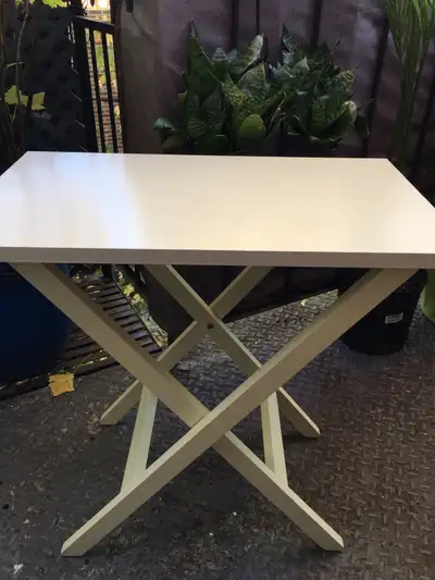 Folding table with glass top & wood, View more