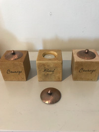 Tea light candle holders 5$ each with messages - bougeoir 