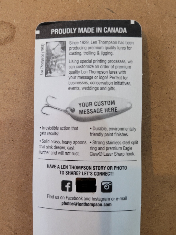 Len Thompson Fishing Lure (New) in Fishing, Camping & Outdoors in Moncton - Image 2