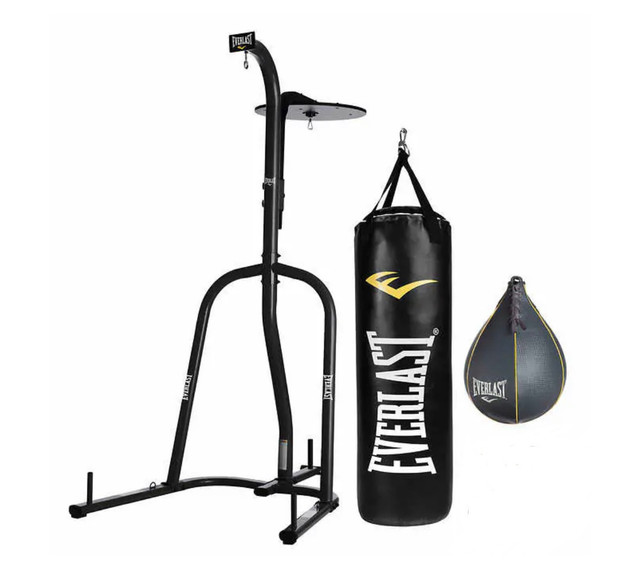 Everlast Heavy Bag and Adjustable Speed-bag Stand in Exercise Equipment in Edmonton