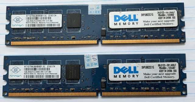 Dell SNPU8622C/1G PC2-5300 1GB DDR2 SDRAM Memory for Dell Optipl in System Components in Belleville