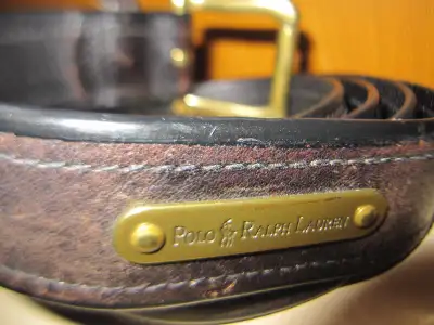 Selling a rare vintage looking high quality men's authentic designer Polo Ralph Lauren brown and bla...