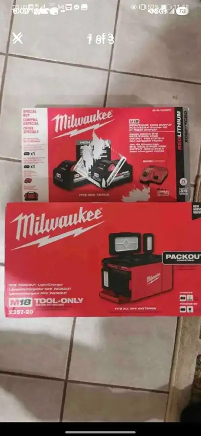 Selling Milwaukee  pack out light and battery kit, View more