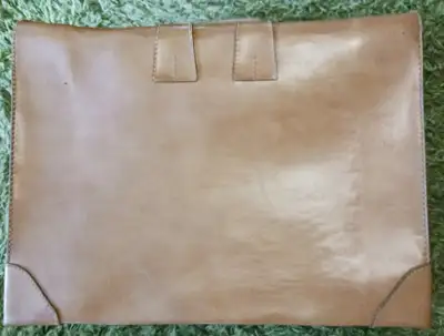1960s Genuine Cowhide Leather Luggage Vintage Suitcase 24" x 18", View more