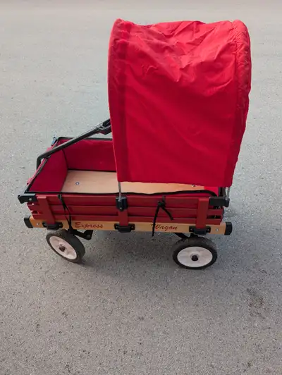 Express Wagon Wooden Red with Sun Cover, View more
