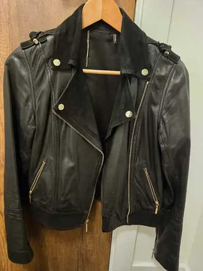 Marciano black leather jacket, View more