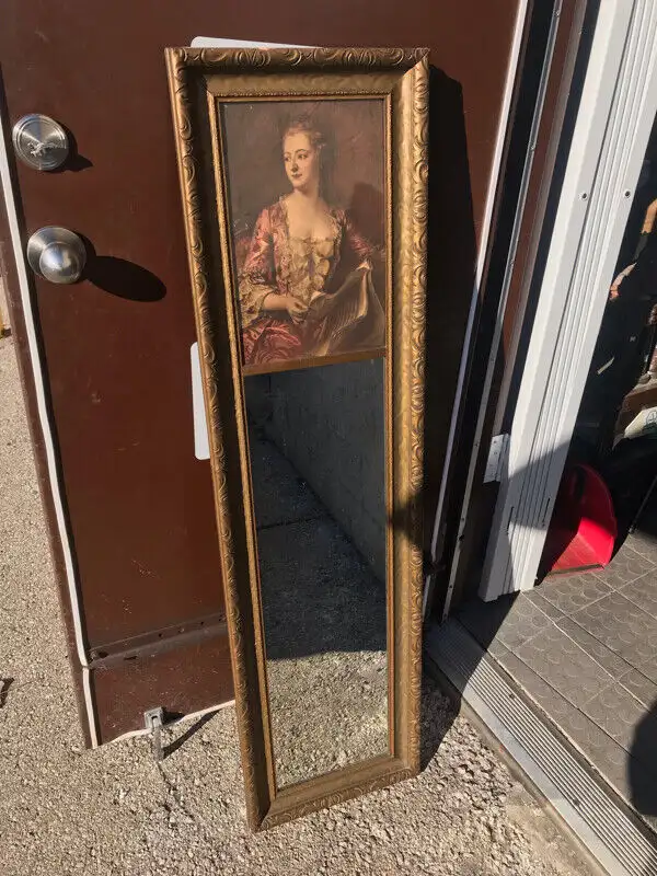 3 ALL ORIGINAL ANTIQUE WALL / DRESSER MIRRORS - DECORATED TOPS in Arts & Collectibles in Mississauga / Peel Region - Image 3