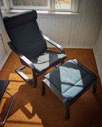 IKEA POANG armchair and matching stool