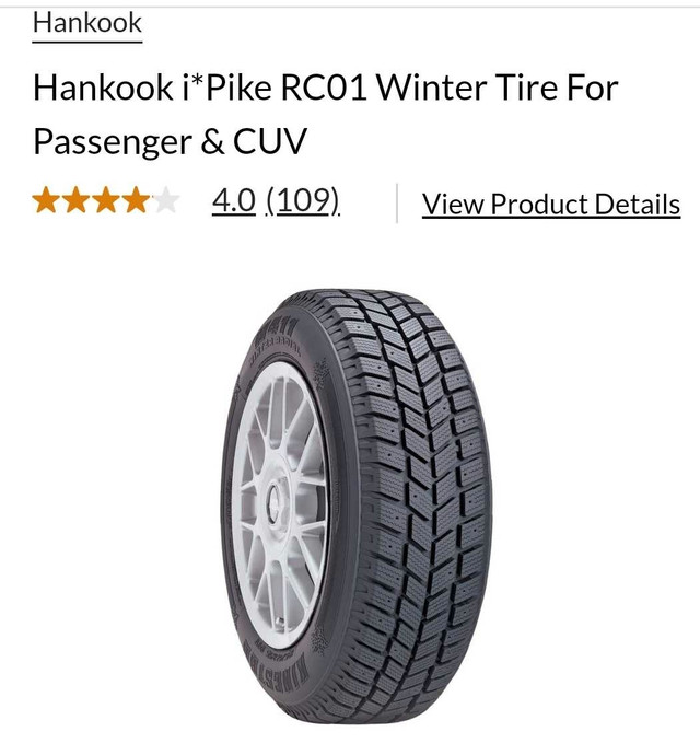 Pneus d'hiver Hankook - I*Pike RC01.   175/70 R13 dans Pneus et jantes  à Ville de Montréal - Image 4