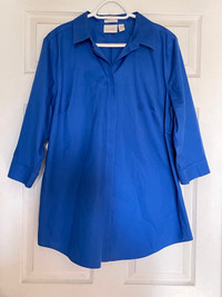 Beautiful Chico’s royal blue 3/4 sleeve shirt/blouse - new