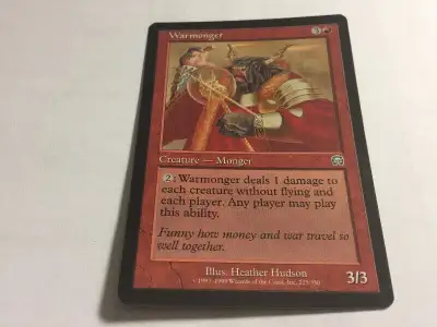 1999 Magic The Gathering Mercadian Masques #225 Warmonger UNPLYD, View more