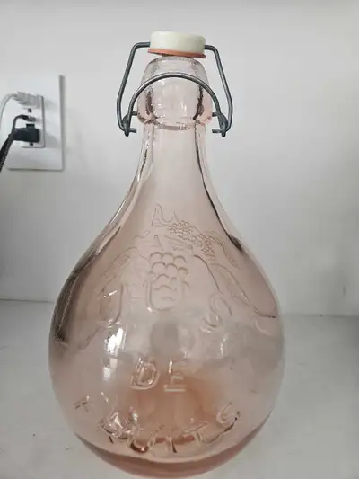 Vintage Italian Casadis Milano Jus De Fruit Pink Glass Bottle De, View more